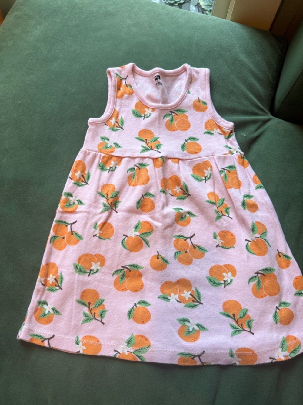Pink Tank Dress with Orange Fruit Print